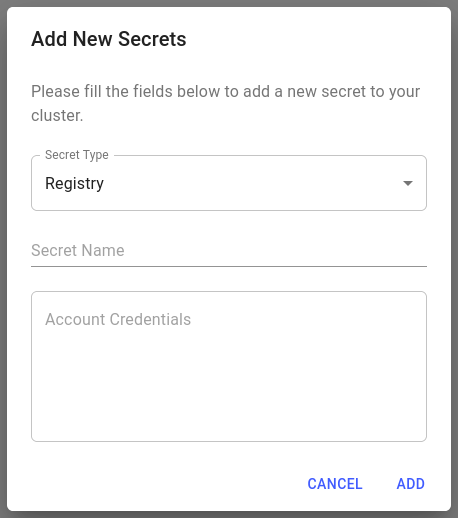 create registry secret