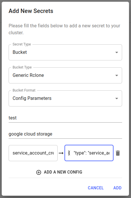 create GCS secret for Core v2