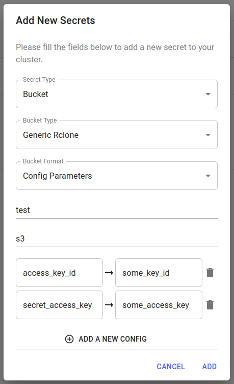 create S3 secret for Core v2