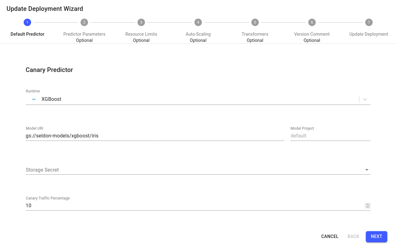 Default predictor spec