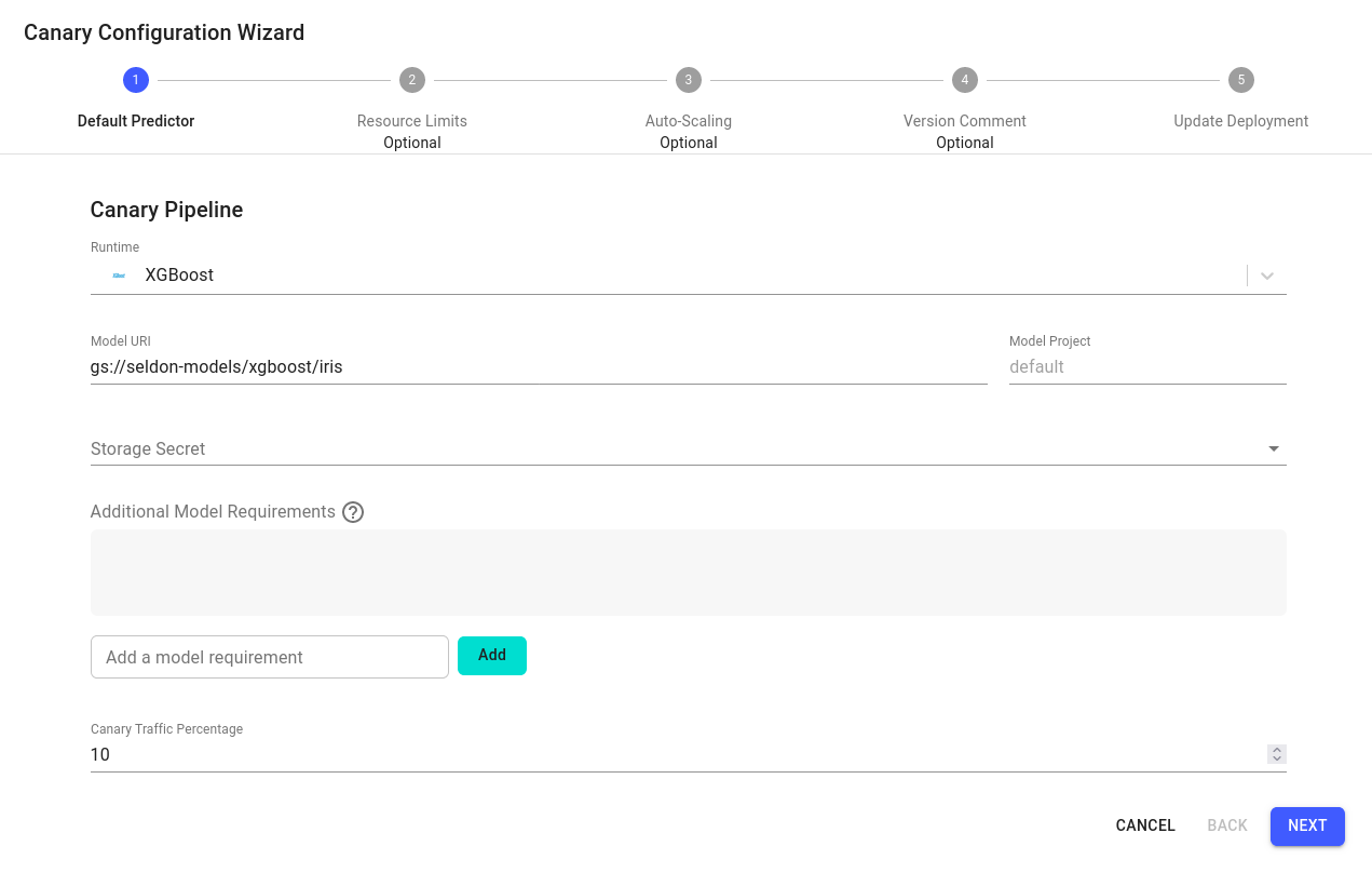 Default predictor spec