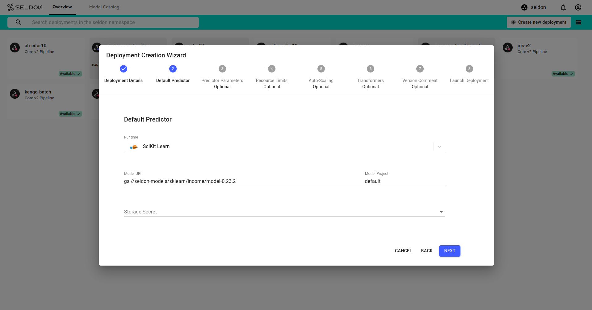 Default predictor spec