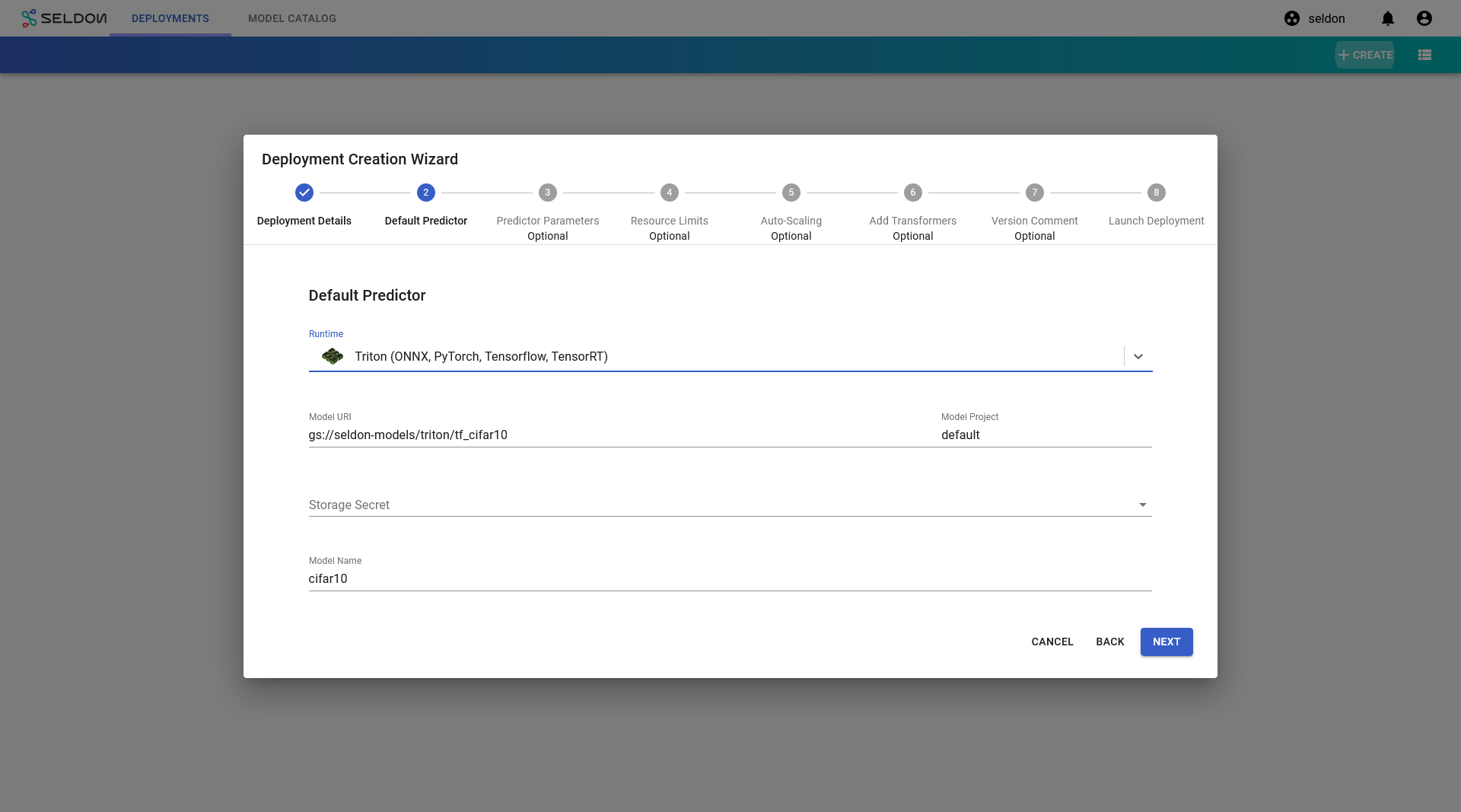 Default predictor spec