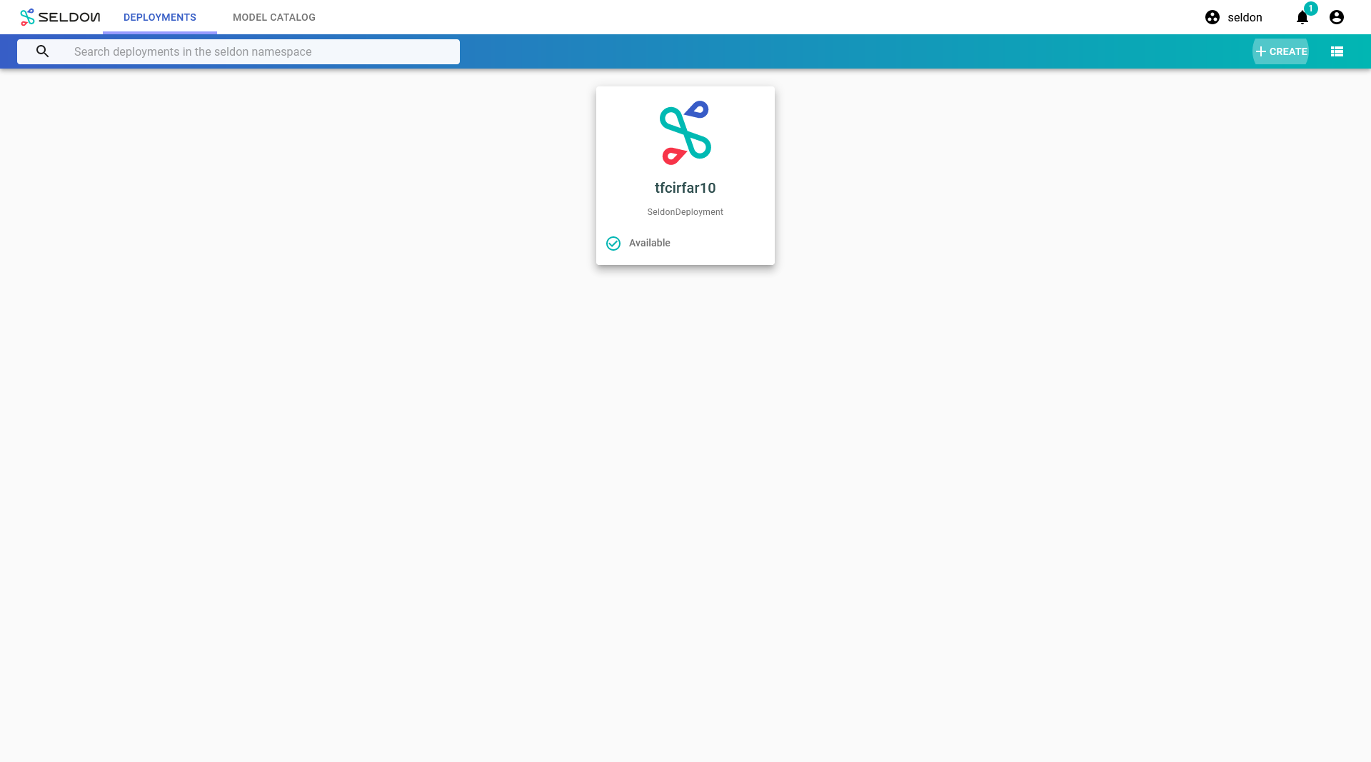 Deployment dashboard showing newly created deployment with available status