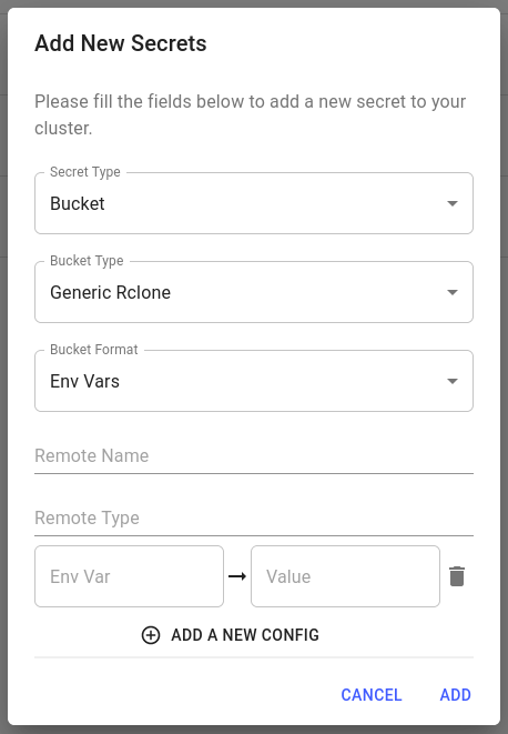 create Rclone secret