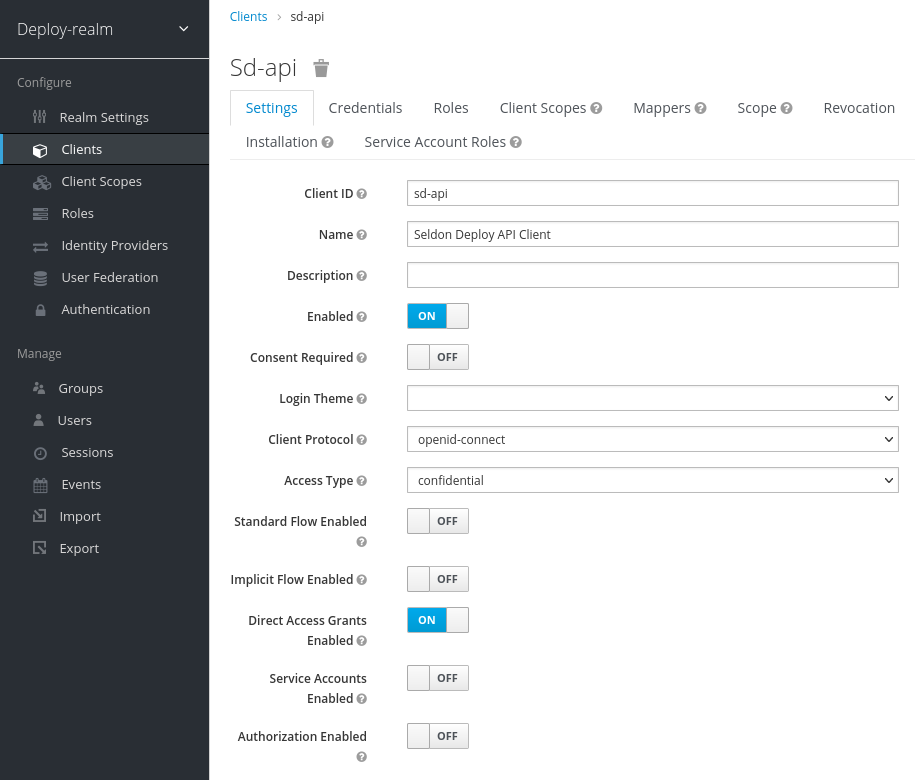 Keycloak password grant configuration