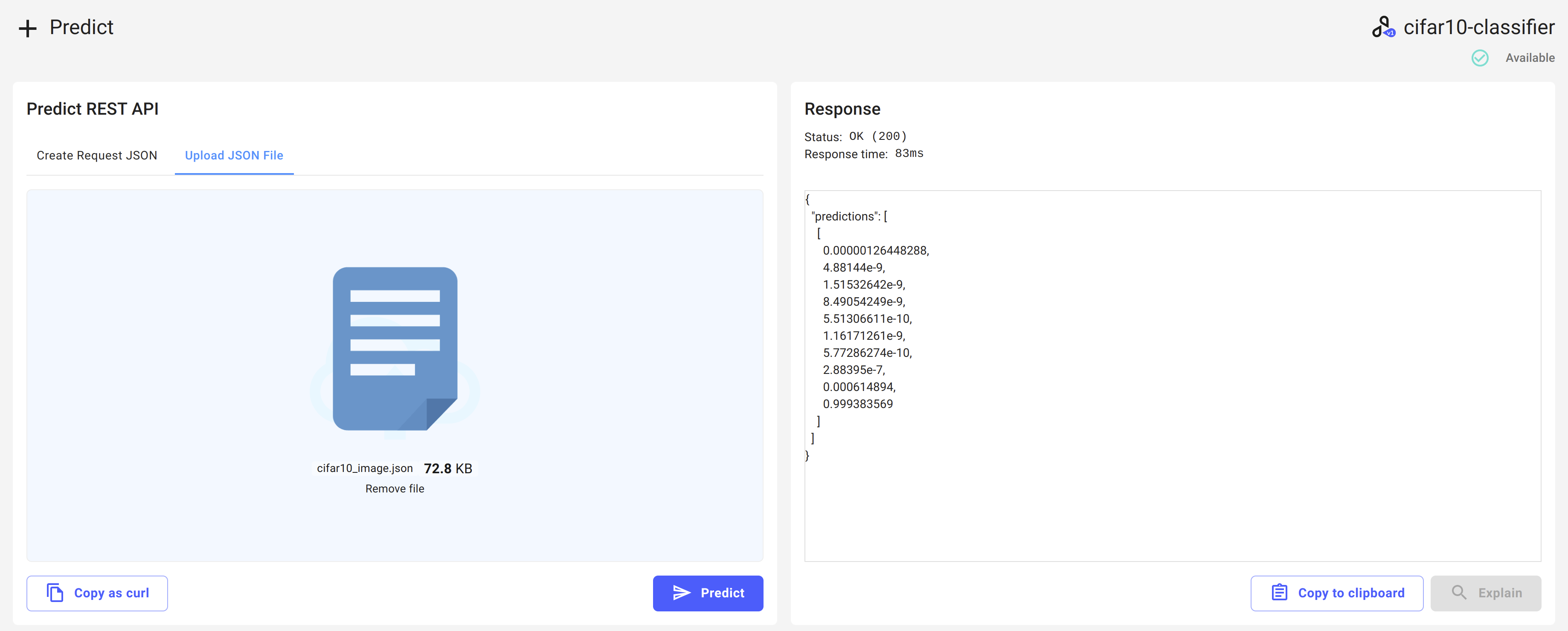 A screenshot showing the Predict page with the textarea prepopulated