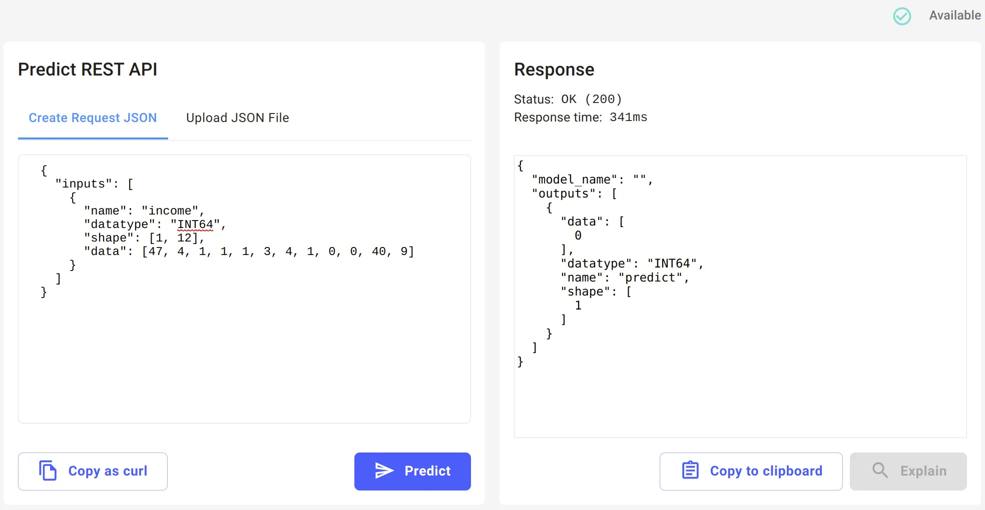 A screenshot showing the Predict page with the text area pre-populated